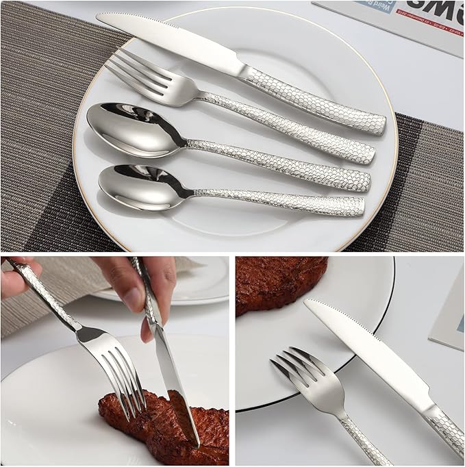 Silverware Set with Serving Utensils Stainless Steel Flatware Set for 4 Cutlery Utensil Sets Includes Forks Spoons Knives for Home Restaurant Hotel