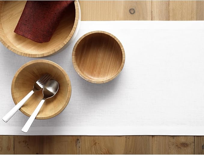Solino Home Linen White Table Runner 120 Inches Long - 100% Pure Linen Dining Table Runner 14 x 120 Inch for Winter, Holiday, Christmas, New Year - Fete