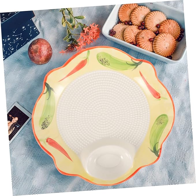 Creative Ceramic Dumpling Plate Sauce Dish Large Non-Stick Divided Serving Tray for Home Use for Sushi Appetizers and Snacks