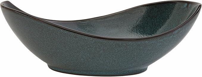 D&V 3 Piece Stōn Porcelain Dinnerware Oval Serving Bowl, 12.25" x 6.5", Twilight
