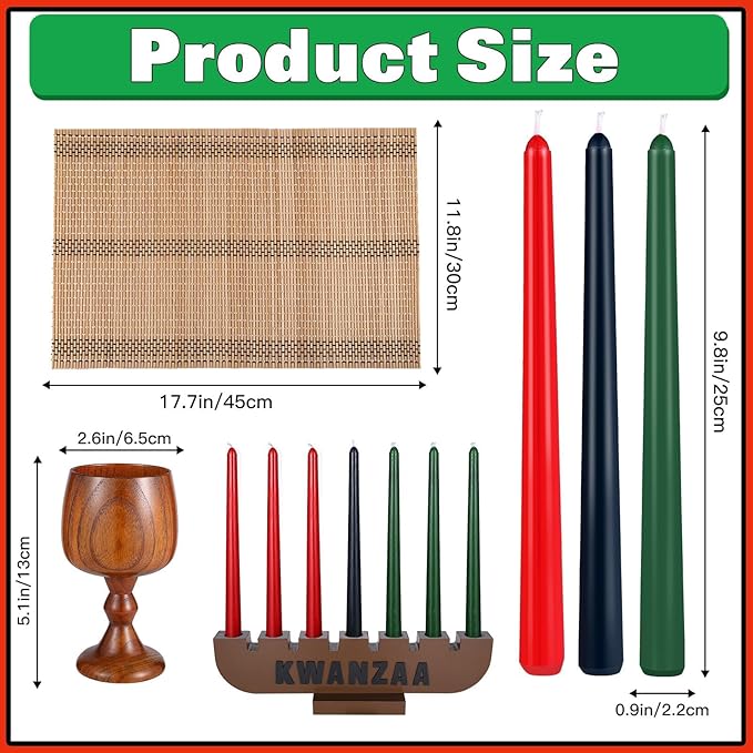 10 Pieces Kwanzaa Kinara Set Wooden Kwanzaa Candle Holder Kwanzaa Celebration Decorations