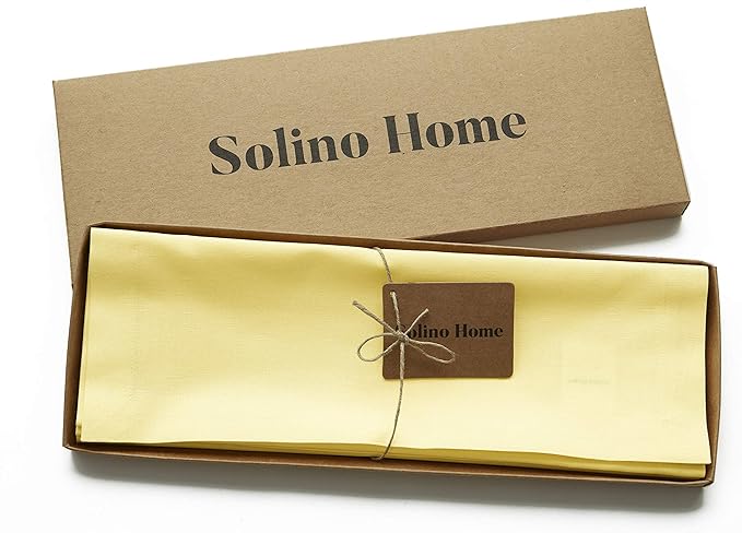 Solino Home Yellow Cotton Linen Placemats Set of 4 - Machine Washable Place Mats 14 x 19 Inch - Dru