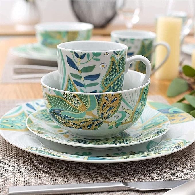 Porcelain Dinnerware Sets Plates and Bowls Sets 32-Piece Porcelain Ceramic Tableware Dinner Set with Dinner Plate, Dessert Plate, Cereal Bowl, 380ml Mug Service