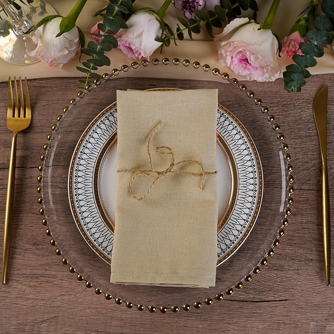 Solid Color Linen Blended Thin Dinner Cloth Napkins - Set of 12 (40 x 40 cm) - for Events & Home Use (Multicolored)