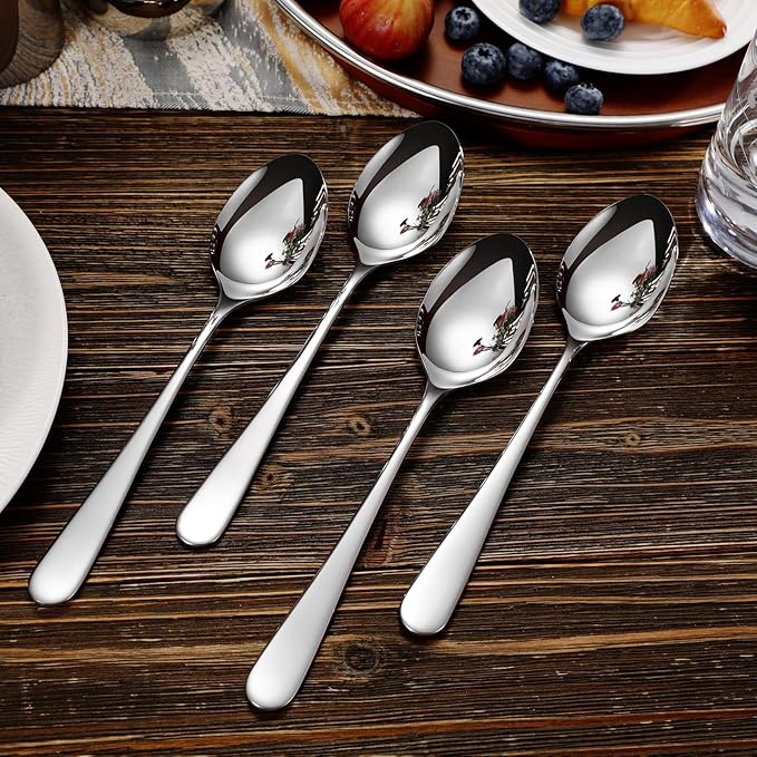 KEAWELL Louise Premium 2 Piece Serving Spoons and 2 Piece Serving Slotted Spoons – 9 inches – 18/10 Stainless Steel - Uniting Elegance and Durability - Exquisite Serving Utensils for Parties