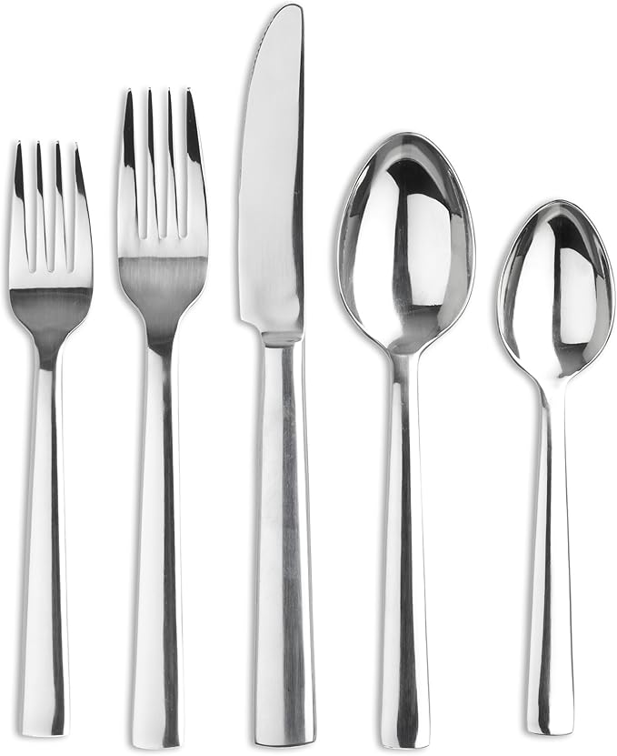 Ginkgo International Norse 42-Piece Stainless Steel Flatware Place Setting, Service for 8 Plus 2-Piece Hostess Set