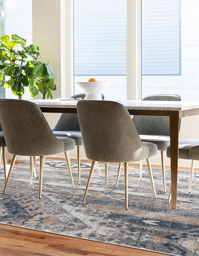 Rugs.com Oregon Collection Rug – 3x5 Navy Blue Low-Pile Rug Perfect for Entryways, Kitchens, Breakfast Nooks, Accent Pieces