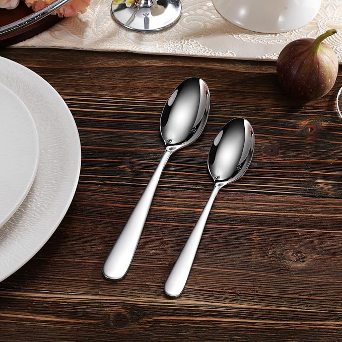 KEAWELL Premium 45-Piece Louise Silverware Set, 18/10 Stainless Steel, Service for 8, Fine Flatware Set, Smooth and Exceptional mirror finish, Dishwasher Safe (45)