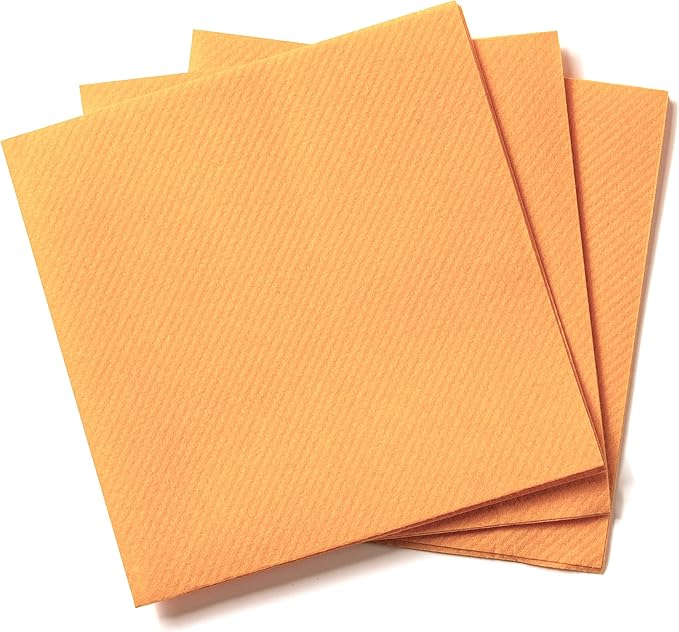 AH AMERICAN HOMESTEAD Paper Cocktail Napkins - Linen-Like Disposable Beverage Bar Napkins 4.75" x 4.75" - Bulk Square Napkins - Ideal for Party or Wedding (Peach -100 Count)