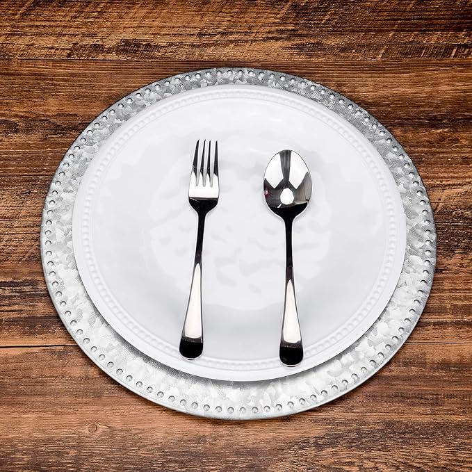 KX-WARE Melamine Plates set of 8, 11-inches Dinner Plates Set for Indoor and Outdoor Use, White