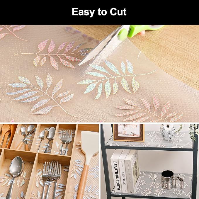 Cooyes Shelf Liner – Premium Non-Adhesive Cabinet & Drawer Liner for Kitchen – Waterproof Shelf Paper with Modern Pattern – Durable EVA Cabinet Mat – Easy to Cut （17.5" W x 78.7" L）