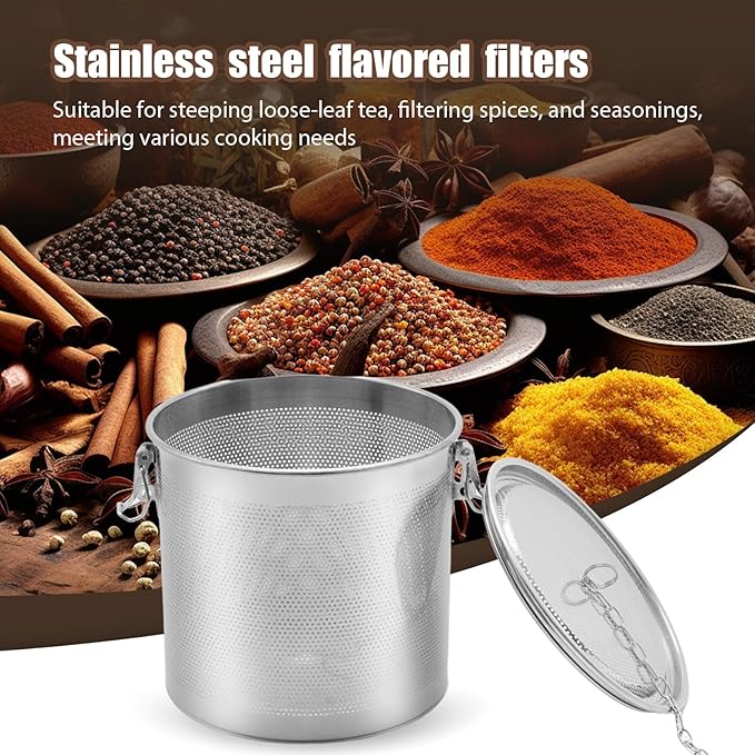 MDEOOSKY Extra Fine Mesh Holes Seasoning Strainer Tea Ball Filter, 5.11"L x 5.11"W x 5.70"H Stainless Steel Multifunctional Kitchen Tool for Cooking, Seasoning, and Brewing Tea, 14x14x14cm