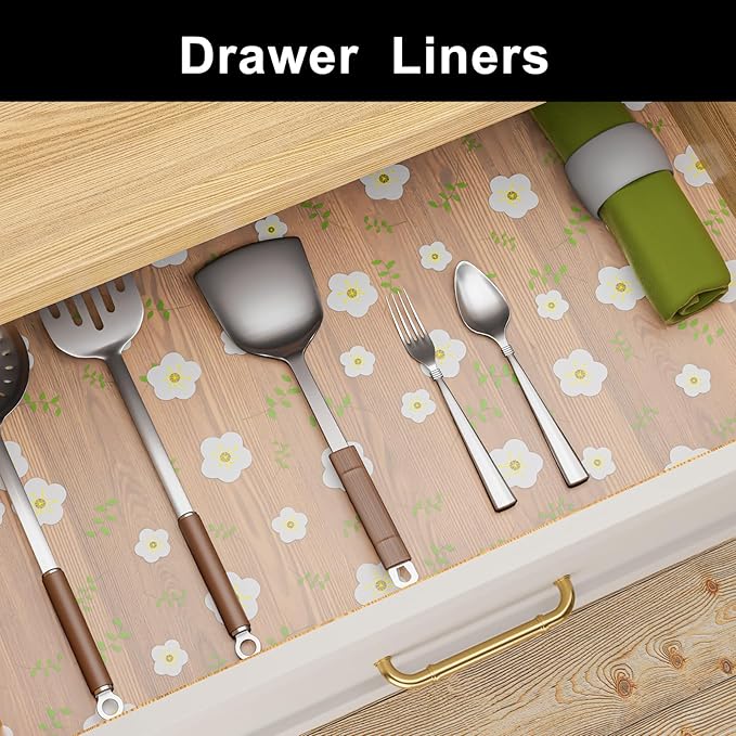 Cooyes Shelf Liner – Premium Non-Adhesive Cabinet & Drawer Liner for Kitchen – Waterproof Shelf Paper with Modern Pattern – Durable EVA Cabinet Mat – Easy to Cut （23.6" W x 236" L）