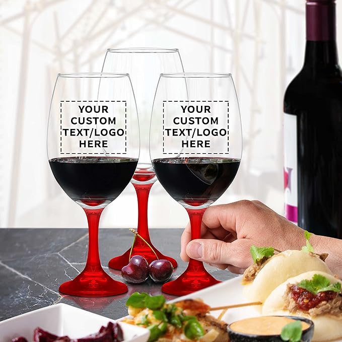 Custom Rioja Grand Wine Glasses 20.75 oz. Set of 10, Personalized Bulk Pack - Perfect for Hotel, Bar, Restaurant or Lounge - Red