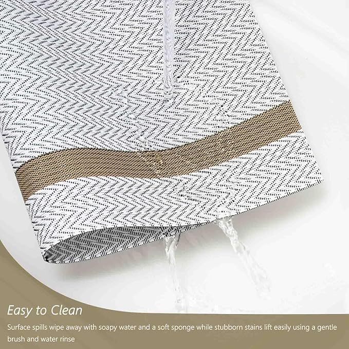 AHHFSMEI Placemats for Dining Table Set of 4 Woven Vinyl Plastic Place Mats Non-Slip Heat Insulation Stain Resistant Table Mats Washable Easy Clean Placemats (White Wave Stripe 4)