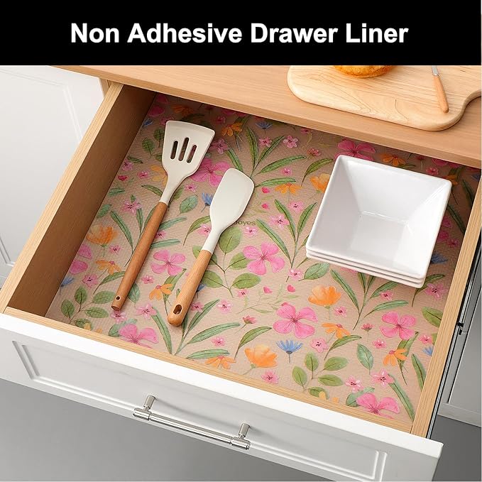 Cooyes Shelf Liner – Premium Non-Adhesive Cabinet & Drawer Liner for Kitchen – Waterproof Shelf Paper with Modern Pattern – Durable EVA Cabinet Mat – Easy to Cut （11.8" W x 118" L）