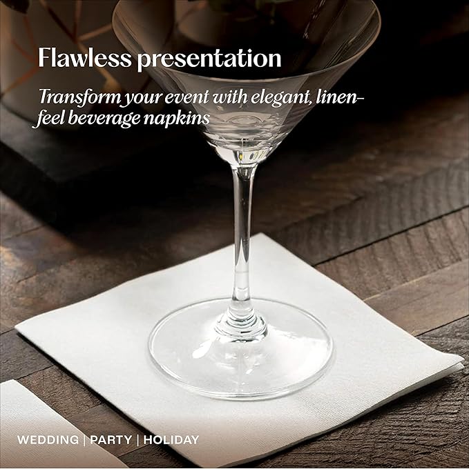 2000 Linen-Feel Beverage Napkins - Disposable Cocktail Napkins - Soft & Absorbant Elelgant Paper Napkins For Bar, Café, Restaurant Or Event