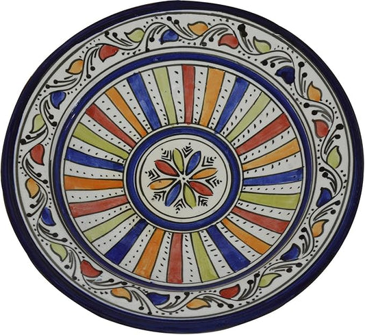 Ceramic Plates Moroccan Handmade Appetizer Tapas Serving Decorative 10 inches Round Multicolored