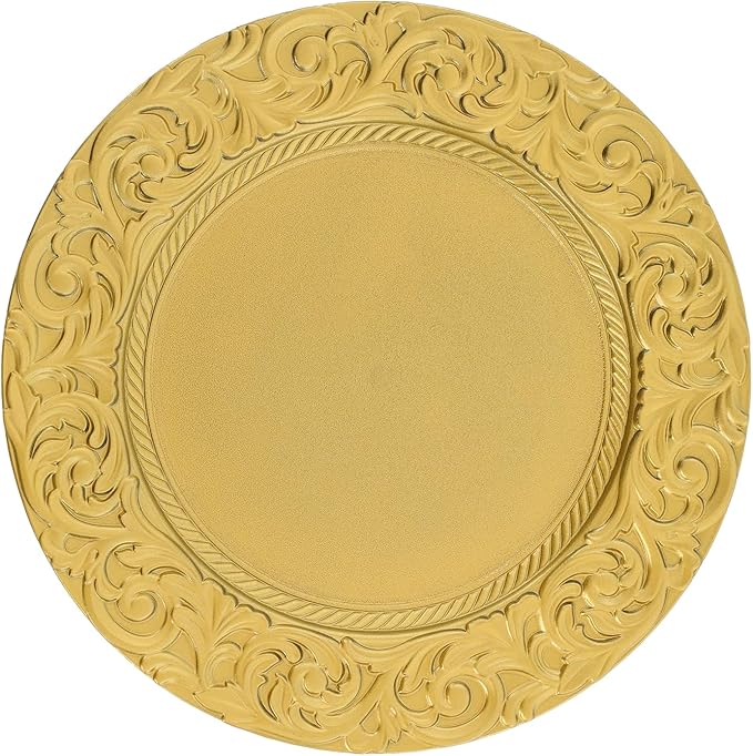 Gold Plastic Charger Plates Set of 150, 13” Reusable Party Chargers for Dinner Plates, Elegant Round Service Plate Chargers Bulk Decorative for Wedding, Catering Table Decor