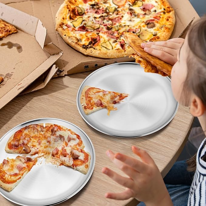Onader 8-Piece 18/8 Stainless Steel Plates, 7.8 Inch 304 Metal Dinner Camping Plates, Kids Toddlers Round Serving Dishes, Dishwasher Safe