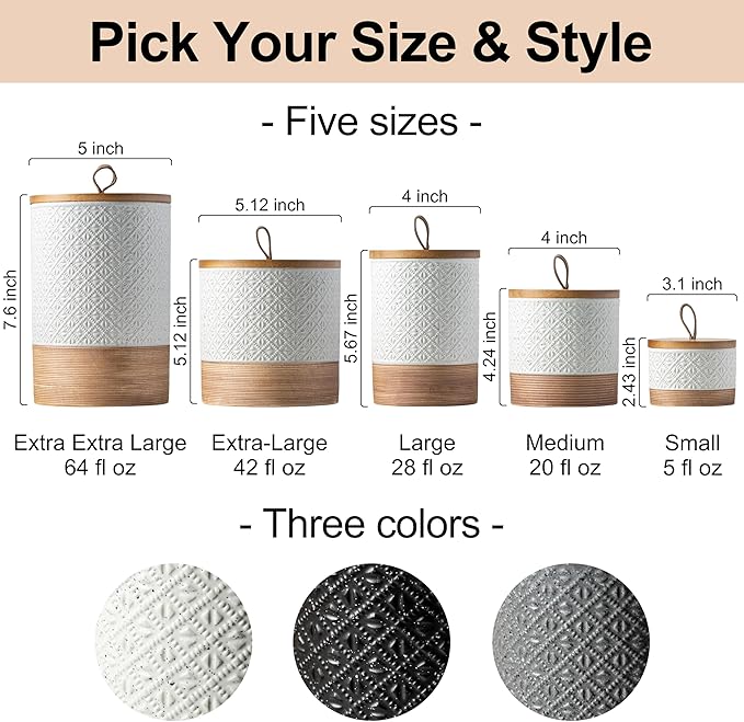 Ceramic Jar with Lid, Coffee Canisters with Airtight Lids Kitchen Food Storage Container for Spice Loose Leaf Tea, Small Decorative Jars for Countertop Coffee Bar Accessories - White 20 fl.oz