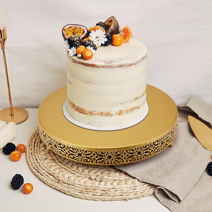 Wenqik 18 Inch Gold Cake Stand Metal Round Cake Stands Set Dessert Display Cupcake Stands Plates for Wedding Brithday Party Celebration