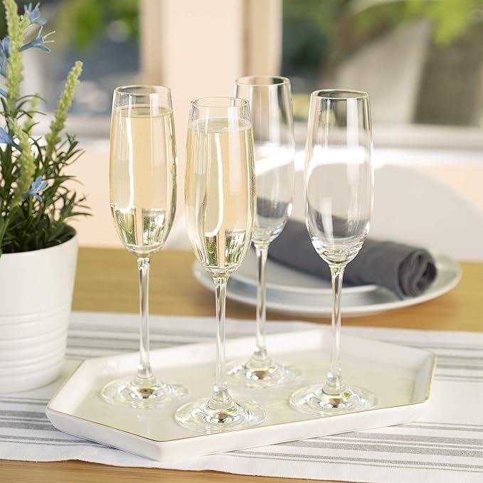 Spiegelau Salute Champagne Flutes, Elegant Crystal Champagne Glasses Gift Set, Perfect for Prosecco, Sparkling Rose, Mocktails, Home Bar Accessories, Housewarming, Wedding Gifts, 7.4 oz, Set of 4