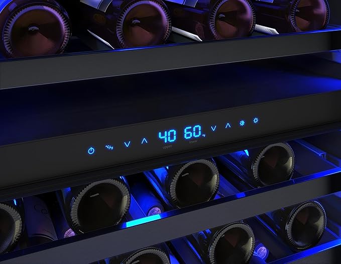 Zephyr PRW24C02C Presrv 24 Inch Wide 45 Bottle Capacity Built-In/Free Standing Dual Zone Wine Cooler with Vibration Dampening System - Black Stainless Steel
