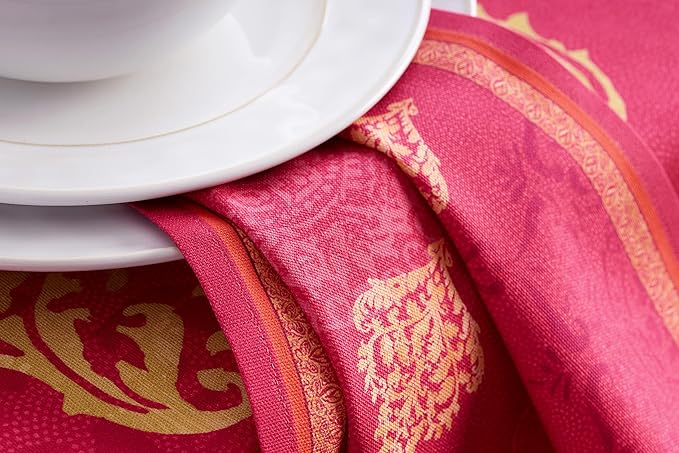 Maison d' Hermine Cloth Napkins Set of 4 100% Cotton for Thanksgiving Christmas Decorations Everyday Reusable Square Fall Napkins Cloth Washable Dinner Party (Versailles, 20"x20")
