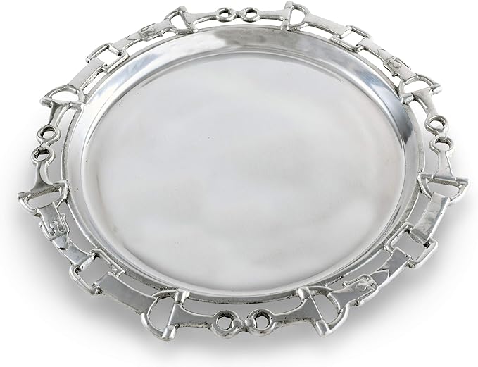 Arthur Court Metal Serving Aluminum Equestrian Round Horse Tray/Platter 12.25 inch Diameter