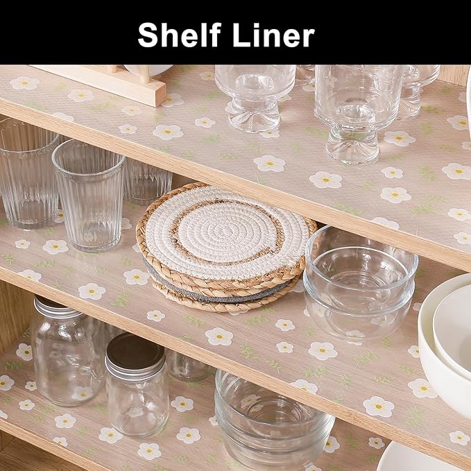 Cooyes Shelf Liner – Premium Non-Adhesive Cabinet & Drawer Liner for Kitchen – Waterproof Shelf Paper with Modern Pattern – Durable EVA Cabinet Mat – Easy to Cut （11.8" W x 360" L）