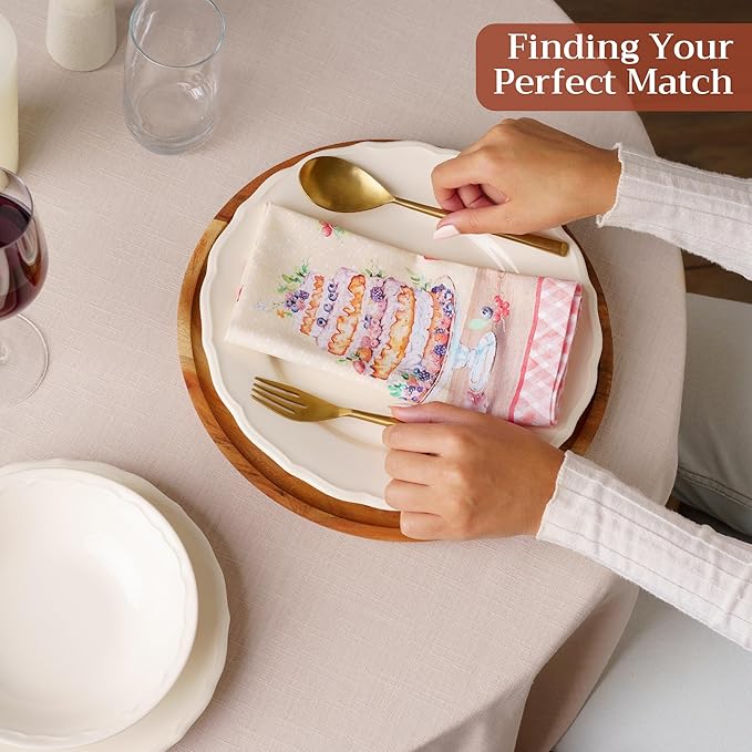 Maison d' Hermine Cloth Napkins Set of 4 100% Cotton Soft & Durable Everyday Reusable Square Napkins Cloth Washable, Dinner, Cocktail Party, Wedding, Restaurant (Incing of The Cakes, 18" x 18")