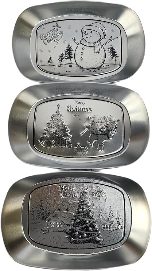 Silver Metal Oval Decorative Tray Set of 3, Essentials, Christmas & Holiday Decor, Embossed Vanity Serving Trays for Entertaining and Gifting
