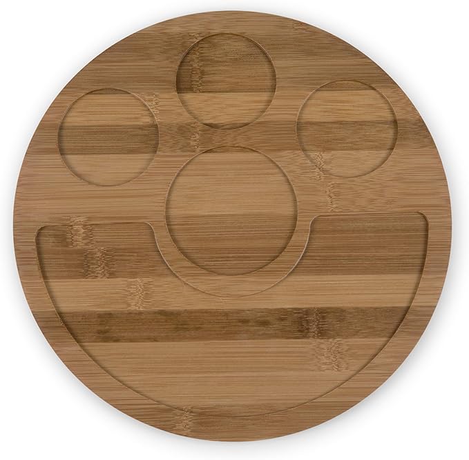 PICNIC TIME NFL Symphony Appetizer Serving Tray Set, Party Platter Set, Appetizer Plate, (Bamboo & White Ceramic)