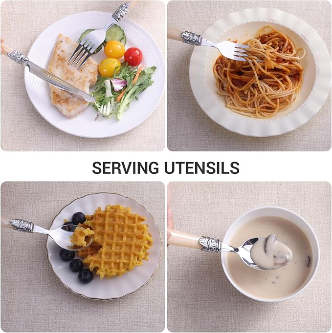 Serving Sets, 30-Piece Flatware Cutlery Set, Durable Stainless Steel Serving Utensils Set Including Dinner Forks, Knives, Spoons With Classic Handle For Steak, Salad, Soup, Tea (Set of 5)