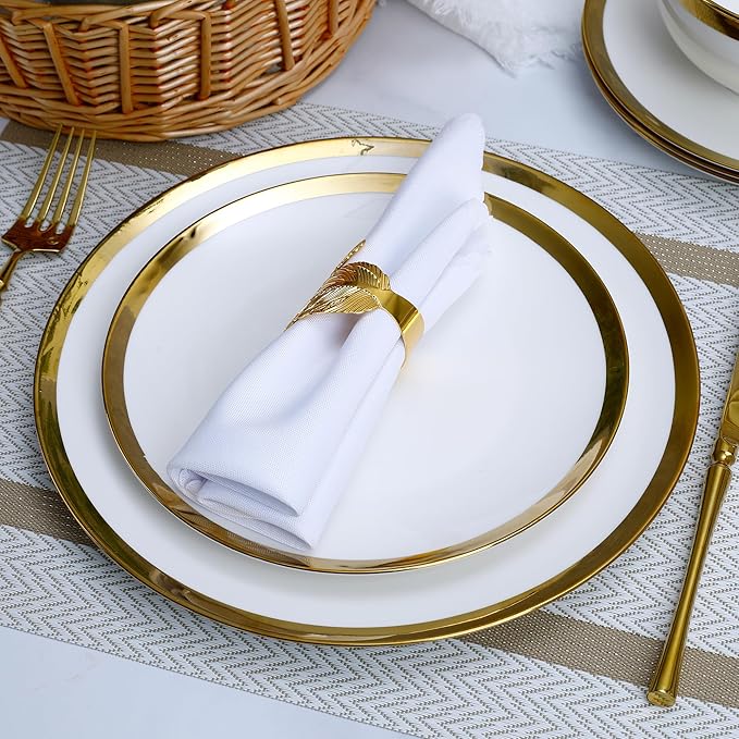Luxury 12-Piece white Dinnerware Set with Gold Rim for 4,Elegant White bone china Porcelain Plates & Bowls, Microwave and Dishwasher Safe, Chip Resistant Fine Dining Set