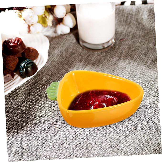 HEALLILY Carrot Shape Ceramic Dipping Bowl Cute Porcelain Sauce Plate for Sushi Kimchi Desserts Small Dish for Appetizers and Condiments Unique Kitchenware for Parties and Family Meals