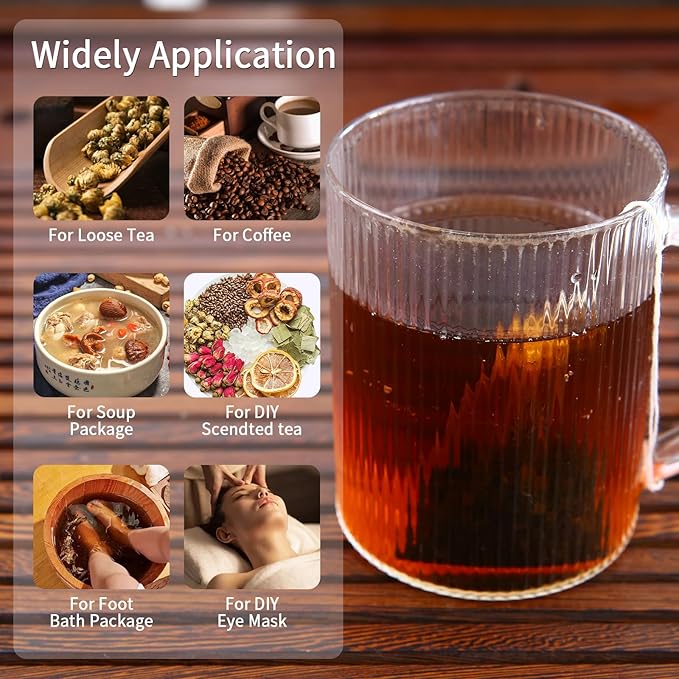 YICHEN 100pcs Tea Filter bags Disposable Empty Tea Bags with Drawstring for Loose Tea safe and clean Nylon material white Small Empty Tea Bags 3 x 2.4 inch.