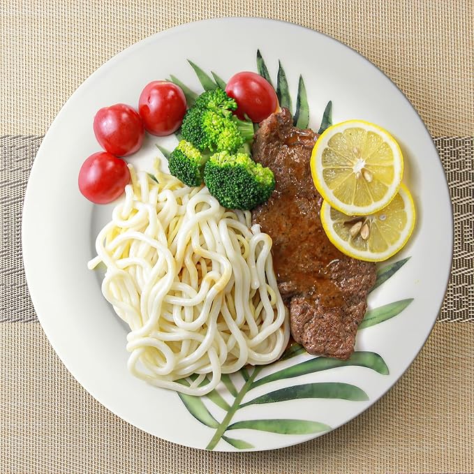 IQCWOOD 8 Inch Porcelain Dinner Plates, 6 Piece Salad Plates Set, Dessert Appetizer Flat Plates, Modern Round Plate