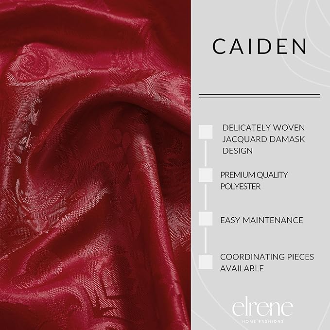 Elrene Home Fashions Caiden Elegance Damask Waterproof, Stain & Wrinkle Resistant Fabric Tablecloth, 90" Round, Red