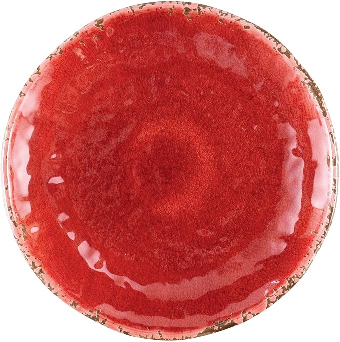 UP UPware Crackle Melamine Round Dessert Plates, Small Serving Plates, for Appetizer, Snacks, and Side Dishes, Red, 6 Inch, Set of 4