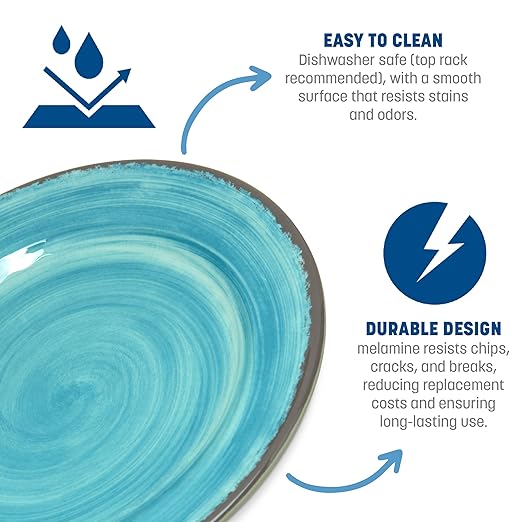 Carlisle FoodService Products Mingle Resuable Plastic Plate Appetizer Plate with Pottery Style for Home and Restaurant, Melamine, 7 Inches, Smoke, (Pack of 12)