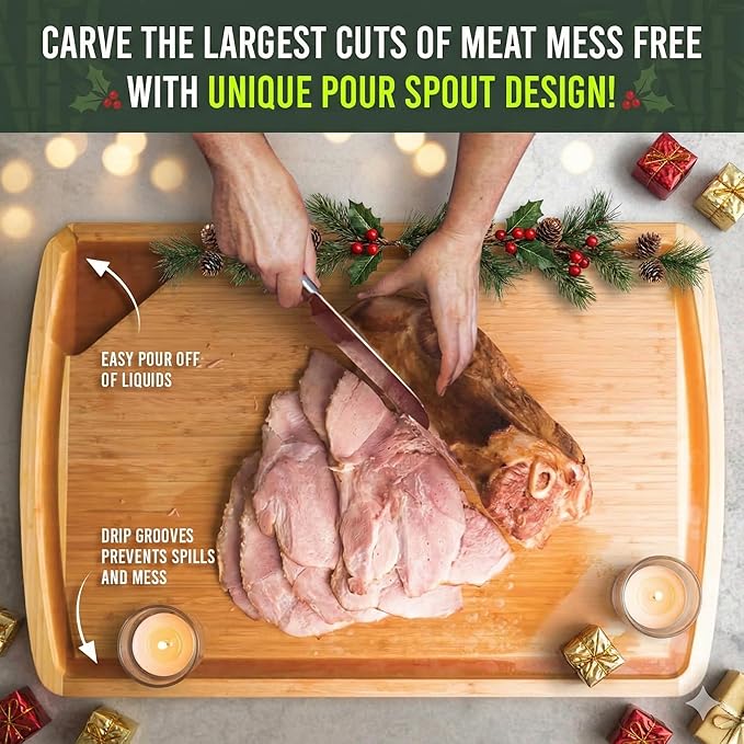 30 x 20 Organic Extra Large Cutting Board with Lifetime Replacements – Wood Bamboo Chopping Board - Wooden Butcher Block Cutting Board for Carving Turkey, Grilling Brisket and BBQ - by Greener Chef