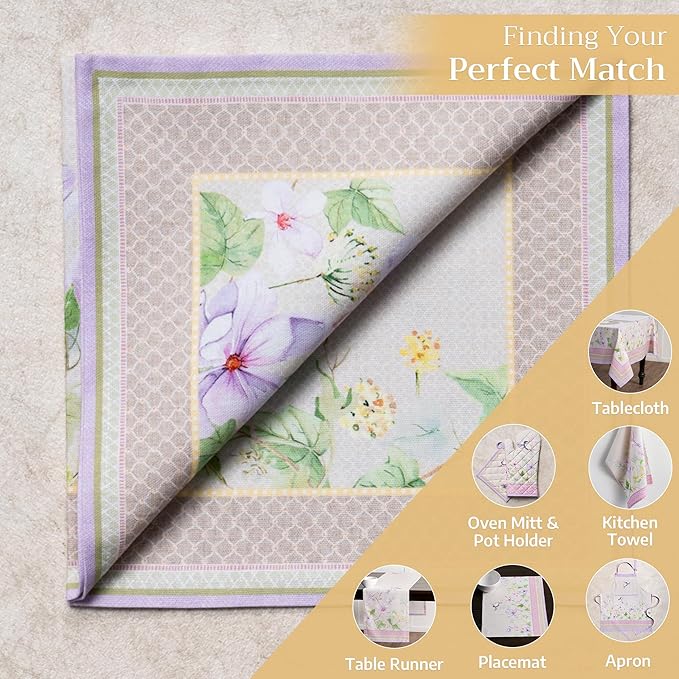 Maison d' Hermine Cloth Napkins Set of 4 100% Cotton Everyday Reusable Square Napkins Cloth Washable, Dinner, Party, Wedding, Restaurant, Spring/Summer (Magnolia Mornings, 20" x 20")