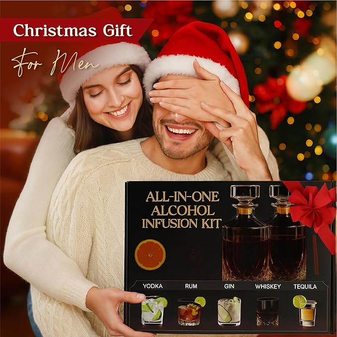 Alcohol Infusion Kit for Whiskey, Tequila, Rum, Gin & Vodka - Including User Manual - Alcohol Gifts for Men - Whiskey Gifts For Men - Drink Making Kit and Cocktail Infusion Set - DIY Whisky Making Set