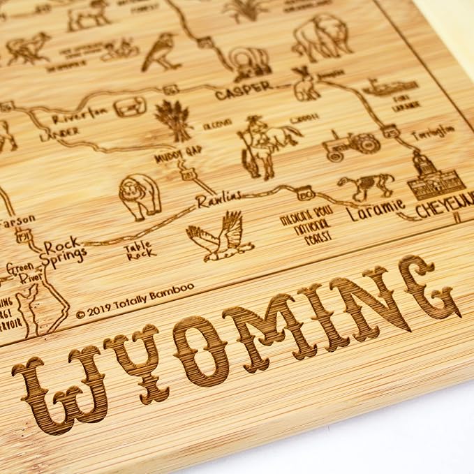 Totally Bamboo A Slice of Life Wyoming State Serving and Cutting Board, 11" x 8.75"