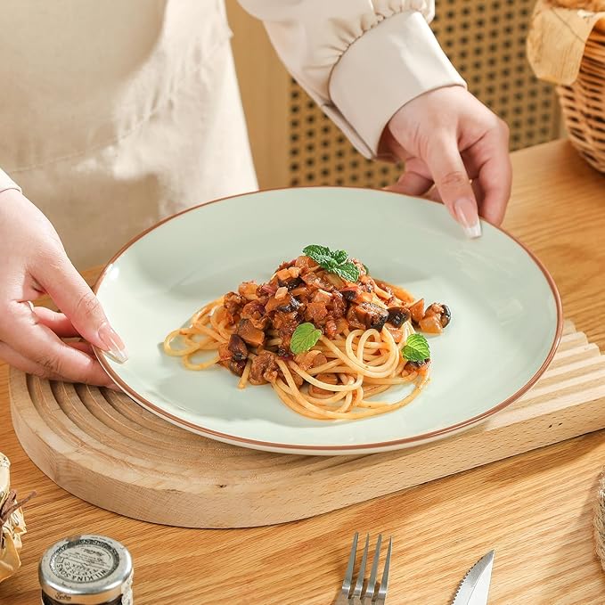 Dinner Plates Set of 6-10 Inch Large Ceramic Plate for Salad, Pasta, Steak - Colorful Modern Serving Dishes - Microwave, Oven and Dishwasher Safe - Assorted Candy Hue