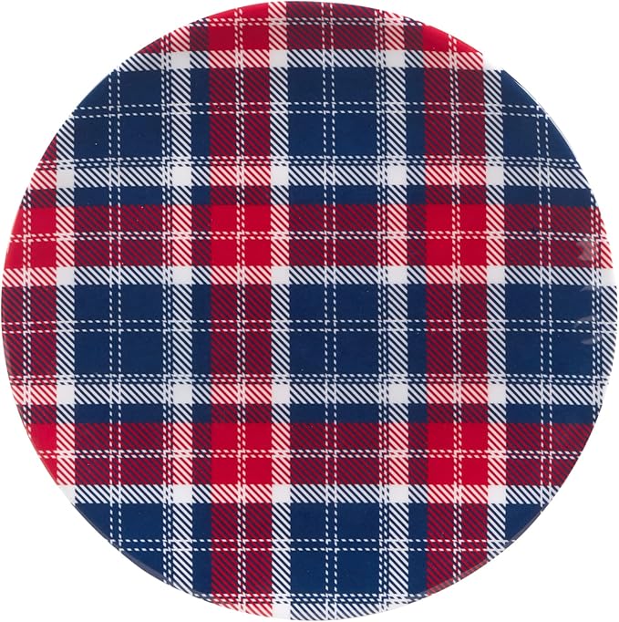 Certified International Patriotic Plaid 12 Piece Melamine Dinnerware Set, Service For 4
