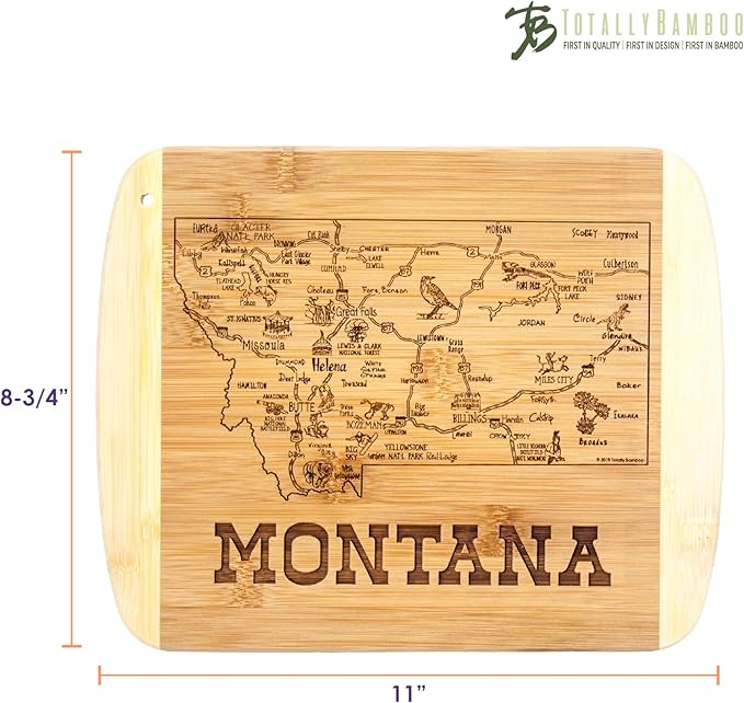 Totally Bamboo A Slice of Life Montana State Serving and Cutting Board, 11" x 8.75"