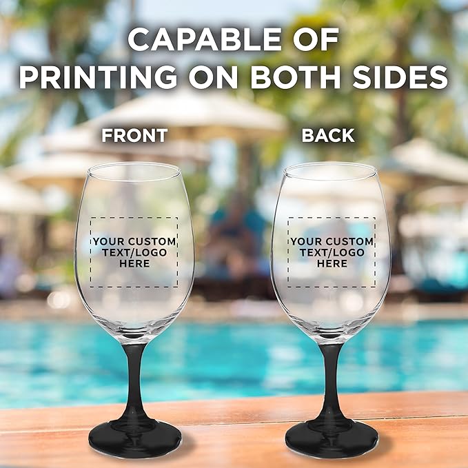 Custom Rioja Grand Wine Glasses 20.75 oz. Set of 50, Personalized Bulk Pack - Perfect for Hotel, Bar, Restaurant or Lounge - Black
